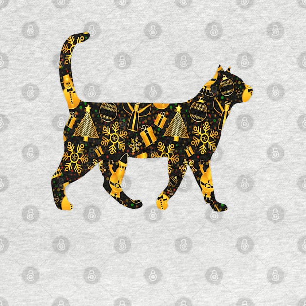 Gold ,Wrapping Paper, Cat ,Holiday, Christmas, Silly, Cat Lover, Cat Mom, Dad, by GreenCowLand